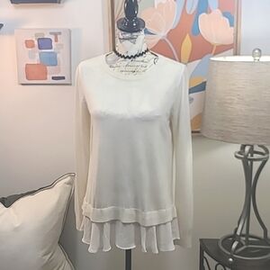 LOFT sheer flowy hem beautiful creamy soft knit sweater